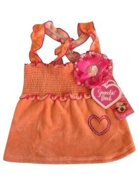 Smoochie Pooch x Petco Velour Flower Dog Dress Orange/Pink Size S